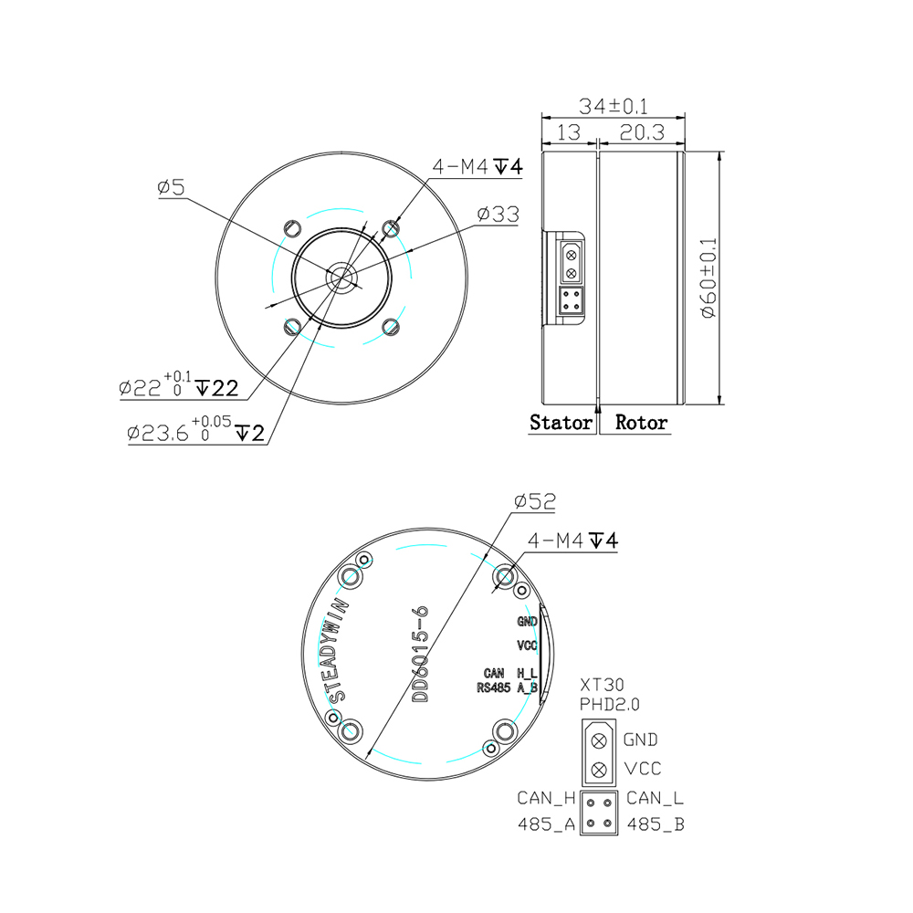 Direct Drive Servo Motor Robotics - Motore Servo a Trasmissione Diretta DD6015